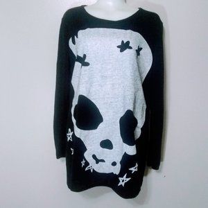 Round Neck Black Skull and Stars Long Sleeve